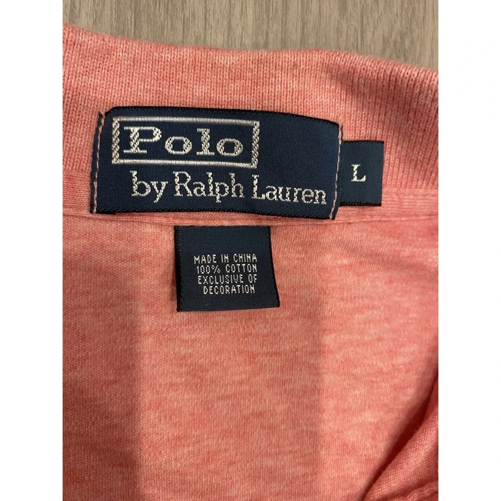 Vtg Polo‎ Ralph Lauren Shirt Mens Large Coral Red Soft 100% Cotton Casual Golf L